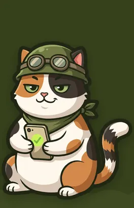 The cat sitting and tapping a phone